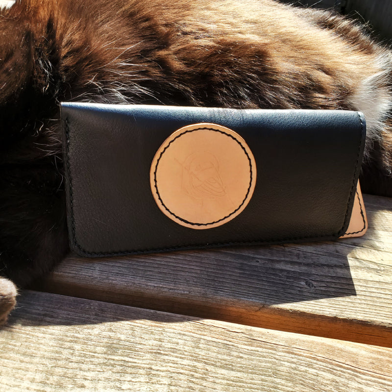 étui à lunettes noir et cuir naturel
