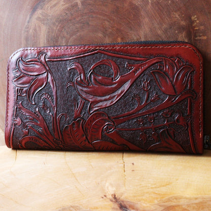 Porte feuille long ciselé floral