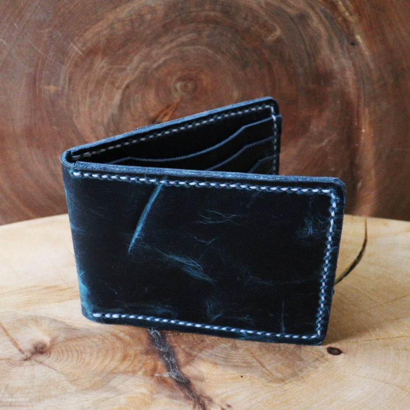Porte-cartes en cuir bleu navy