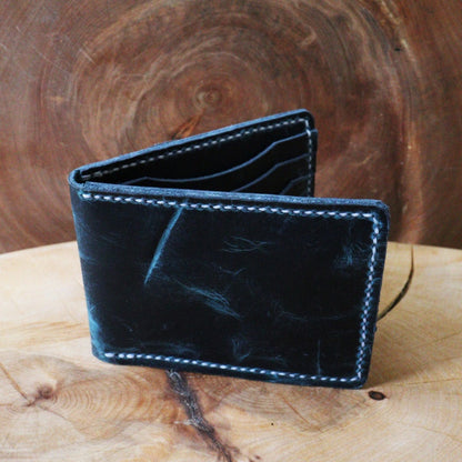 Porte-cartes en cuir bleu navy