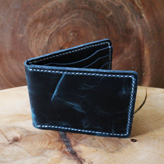 Porte-cartes en cuir bleu navy