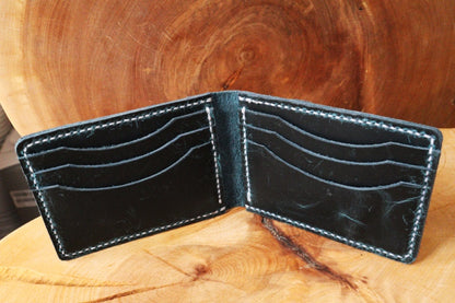 Porte-cartes en cuir bleu navy